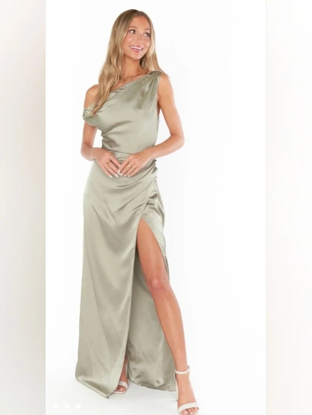 NWT Show Me Your Mumu - Jodie Dress In Moss Green Luxe Satin SIZE XL